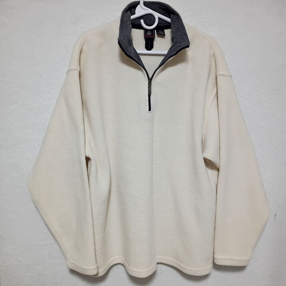 Vintage Foot Locker 90's Quarter Zip Pullover Sweater Mens XL Fleece Ivory